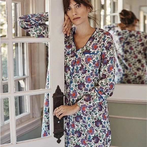 Summersalt The Cloud 9 Boyfriend Sleep Shirt Scroll Block Print in Violet & Lava - Picture 9 of 9